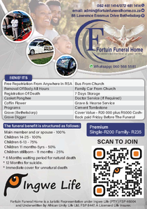 Fortuin Funerals Budget Family Funeral Plan 18-65 years funeral plan